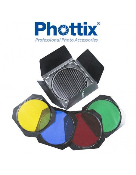 Juego de aletas Phottix con nido y filtros de color para reflectores de 7" (18cm)