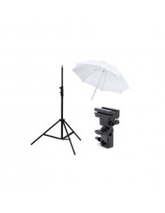 Kit Strobist pie estudio 200cm, paraguas difusor 84cm, soporte tipo B