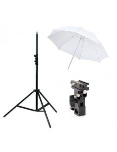Kit Strobist pie estudio 200cm, paraguas traslúcido 84cm, soporte tipo B